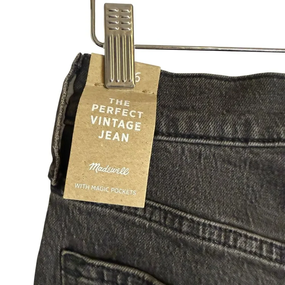 Madewell Perfect Vintage High Rise Tapered 90s Lunar Black Denim Jeans Size 26 - Picture 10 of 14